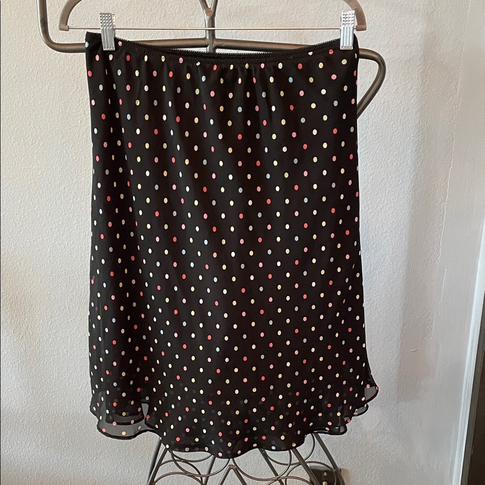 George Black Mini Skirt with Multicolor Polka Dots